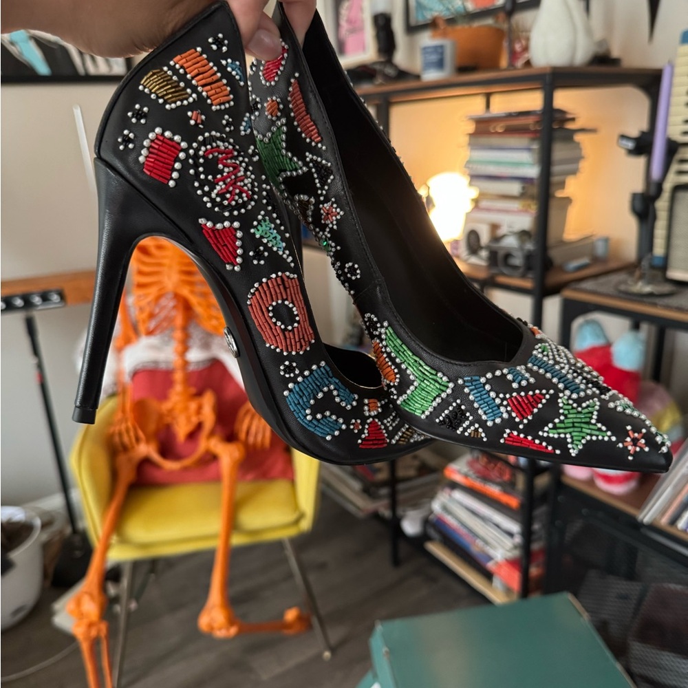 Michael Kors Black Heels with Multicolor Embellishments